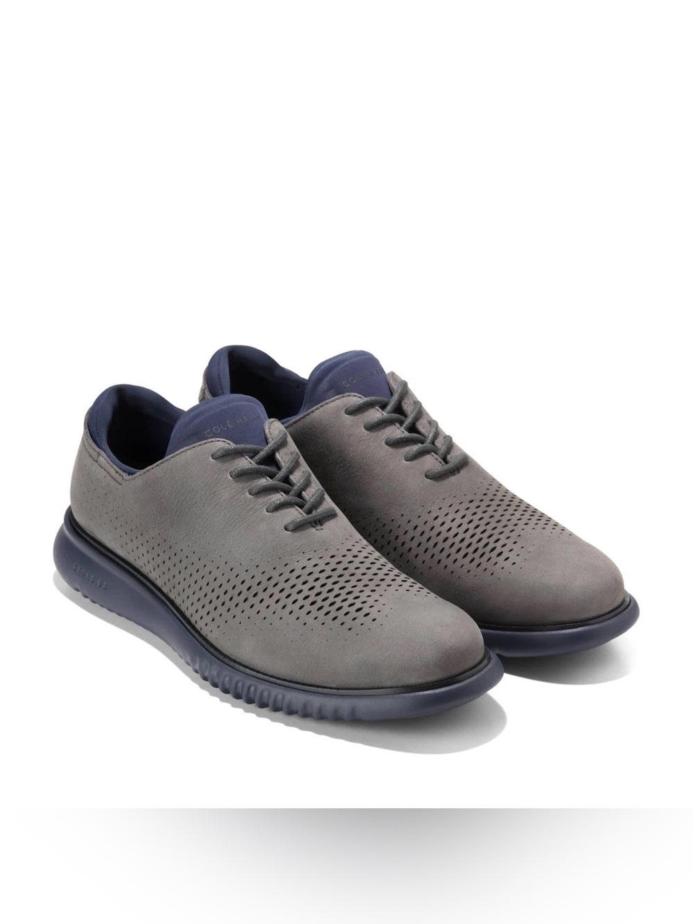 Cole Haan Grand.OS Perforated Nubuck Oxford Sneakers | Gray Navy | Men’s 9M
